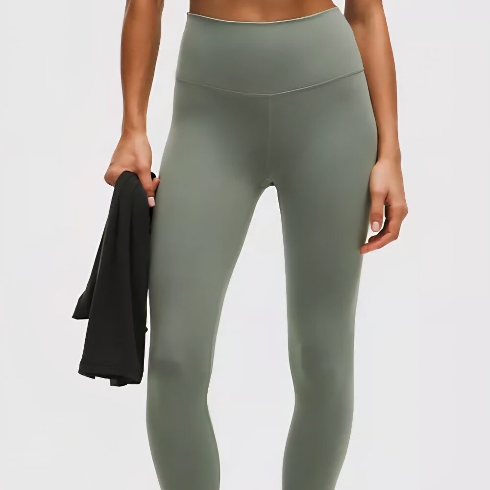 Lululemon Wunder Train High Rise Tight 25'' Everlux Green Legging Yoga Women's 2